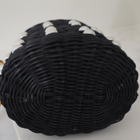 Kate Spade X Target Elegant Black Pearl-Studded Woven Bag - Picture 4 of 6